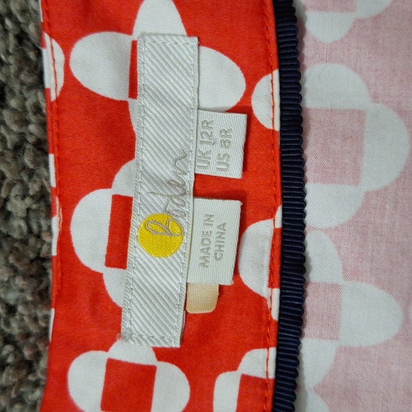 Boden cotton a-line mini skirt - 8 - red-orange white abstract medallion print - Picture 5 of 10